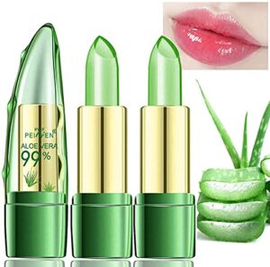 amazfly 2 pcs aloe vera lipstick, clear jelly lipsticks, magic temperature color change lipstick lip blam moisturizing long lasting lip makeup (2pcs)