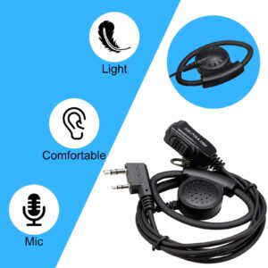 Retevis 2 Pin D-Type Adjustable Walkie Talkie Earpiece, Double Cable,Compatible RT22 RT21 H-777 RT68 H-777S pxton Arcshell 2 Way Radio,Soft Earhook Two-Way Radio Earpiece with Mic(6 Pack)