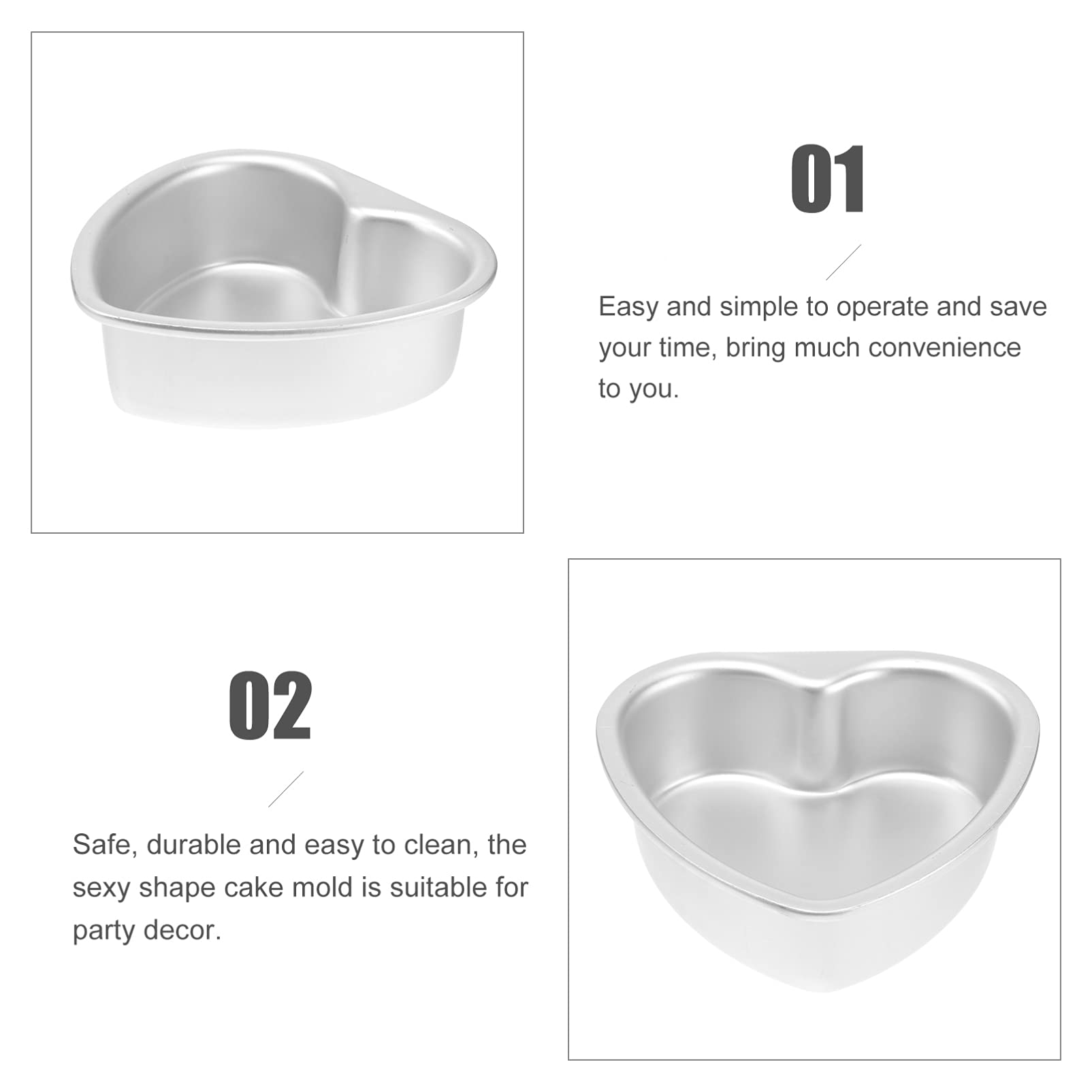 Cabilock Heart Mold 5pcs Aluminium Cake Pan Tin Heart Shape Cake Baking Tin Tray Muffin Chocolate Baking Mold Fondant Non Stick for Cake Bread Baking Egg Shaped Cake Pan (4.2x4.1 inch)