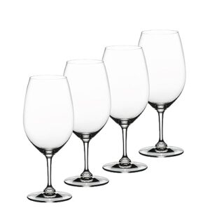 nachtmann vivino bordeaux glass | set of 4 wine glasses 20.6 ounce crystal clear glass | white or red wine glass set with long stem | ideal for tasting cabernet, pinot noir, bordeaux | dishwasher safe