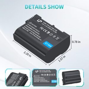 EN-EL15 Battery Pack, LP 2-Pack EN-EL15 EN EL15a Rechargable Li-ion Replacement Battery Compatible with Nikon D7500, D7200, D7100, D7000, D850, D750, D500, D810a, D810, D800e, D800, D610, D600 & More