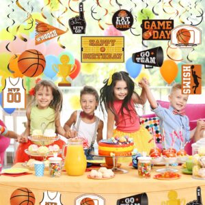 30 Pieces Basketball Party Hanging Swirls Decorations, Sports Theme Party Cutouts Hanging Foil Swirls Decorations for Teenagers Favor Birthday Party Supplies