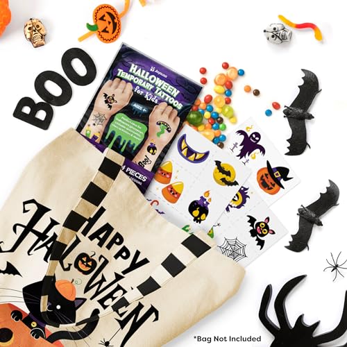 Halloween Temporary Tattoos For Kids Halloween Party Favors - 144 Pieces in 48 Unique Designs - Bulk Prizes Assorted Goodies Tattoos Goody Bag Stuffers