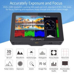 FEELWORLD FT6 FR6 5.5 Inch Wireless Video Transmission DSLR Camera Field Monitor Built in Transmitter and Receiver System Long Range 800ft Low Latency 0.07s Touch 3D LUT HDR 4K HDMI Director AC DP