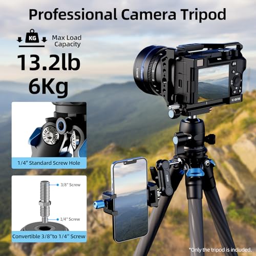 SIRUI 50″ Carbon Fiber Travel Tripod with 360° Ballhead B-00K, Lightweight Compact Professional Tripod for Cameras, 5 Sections, Quick Release Plate, Weight 2lbs, Loads 13.2lbs/6kg