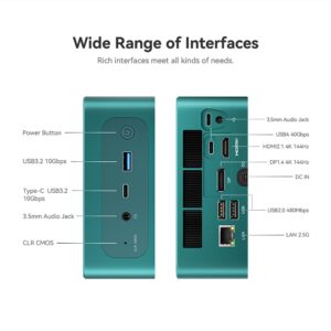 Beelink SER7 Ryzen 7 7840HS, 8C/16T, Up to 5.1GHz Mini Desktop Computer, 32GB DDR5, 1TB NVMe M.2 SSD, Quad Display 2*USB4, Wi-Fi 6, 2.5G RJ45, Bluetooth 5.2 W-11 Mini Gaming PC