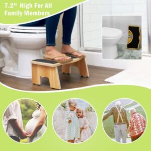 StrongTek Wooden Toilet Stool, Foldable Potty Stool, Squat Poop Step Stool, Extra Thick & Durable, 350 Lbs Capacity, Anti-Slip, Easy Storage, Ideal for Elderly, Kids & Pregnant Women