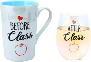 pavilion gift company before & after class - 18 oz. stemless glass & 15 oz. latte cup set