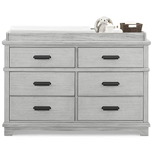 Delta Children Simmons Kids Asher 6 Drawer Dresser with Changing Top, Fully Assembled, Greenguard Gold Certified, Rustic Mist