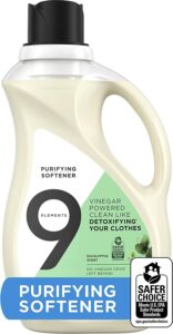 9 elements laundry purifying softener liquid, eucalyptus scent, 67 ounce, clear
