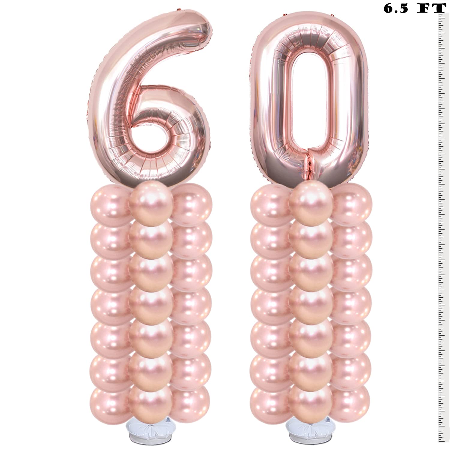 60th Birthday Decorations Kit for Women Ladies,Rose Gold 60th Birthday Balloons Column for 60s Party Decorations and 60th Anniversary Decorations (Rose Gold) (Rose Gold)