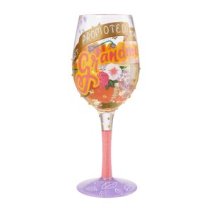 Enesco Designs by Lolita Best Mom's Get Promoted to Grandma Artisan Hand-Painted Wine Glass, 1 Count (Pack of 1), Multicolor