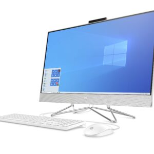 HP All-in-One Desktop Computer, 11th Generation Intel Core i5-1135G7 Processor, Intel Iris Xe Graphics, 8 GB RAM, 256 GB SSD, Windows 10 Home (27-dp1006, Natural Silver)