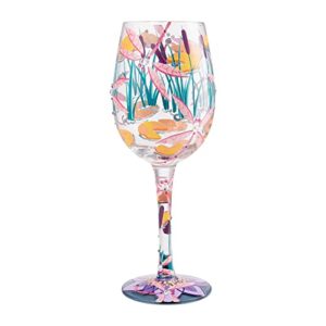 enesco designs by lolita dragonfly magic artisan hand-painted wine glass, 1 count (pack of 1), multicolor