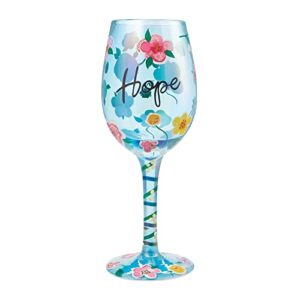 enesco designs by lolita hope floral hand-painted artisan wine glass, 15 ounce, multicolor