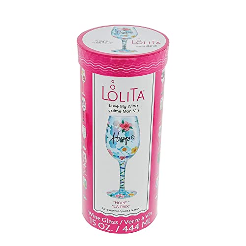 Enesco Designs by Lolita Hope Floral Hand-Painted Artisan Wine Glass, 15 Ounce, Multicolor