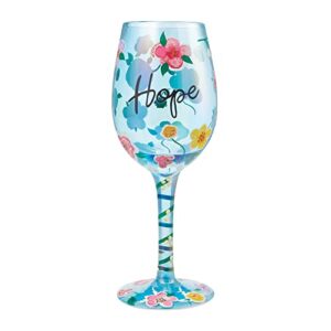 Enesco Designs by Lolita Hope Floral Hand-Painted Artisan Wine Glass, 15 Ounce, Multicolor