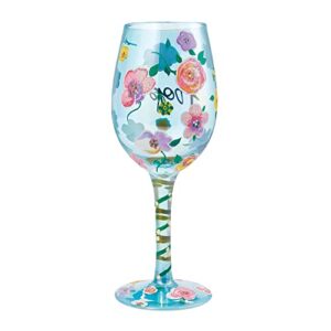 Enesco Designs by Lolita Hope Floral Hand-Painted Artisan Wine Glass, 15 Ounce, Multicolor