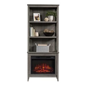 Sauder Miscellaneous Storage Library/Book Shelf with Electric Fireplace, Mystic Oak Finish