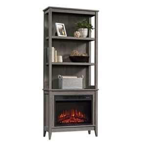 Sauder Miscellaneous Storage Library/Book Shelf with Electric Fireplace, Mystic Oak Finish