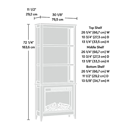 Sauder Miscellaneous Storage Library/Book Shelf with Electric Fireplace, Mystic Oak Finish