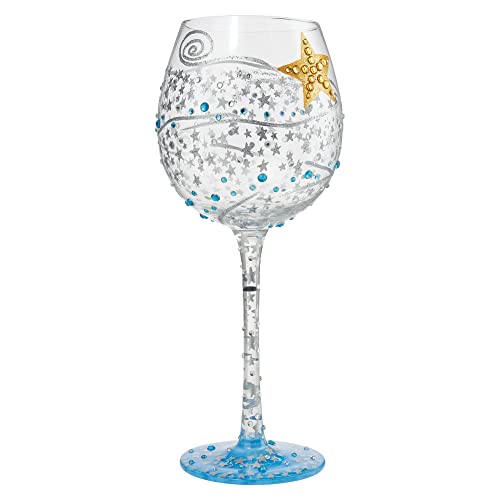 Enesco Designs by Lolita Super Bling You're The Brightest Star Artisan Hand-Painted Wine Glass, 1 Count (Pack of 1), Multicolor