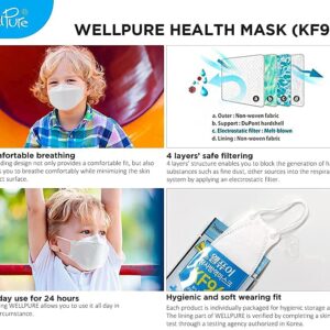 SUMFREE (30 pack) WELLPURE KF94 Kids (Small size), 4 layer protection, 100% Made in Korea, Comfortable breathing, Daily disposable (30)