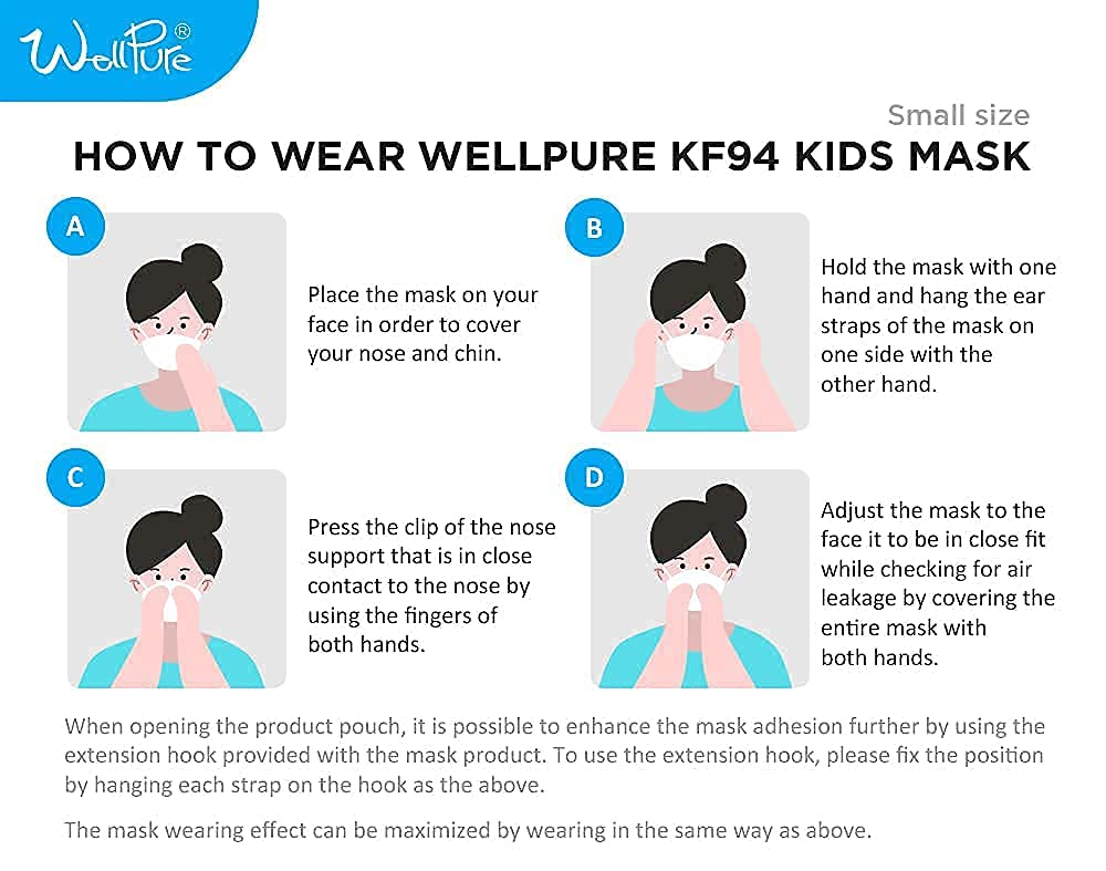 SUMFREE (30 pack) WELLPURE KF94 Kids (Small size), 4 layer protection, 100% Made in Korea, Comfortable breathing, Daily disposable (30)