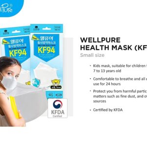 SUMFREE (30 pack) WELLPURE KF94 Kids (Small size), 4 layer protection, 100% Made in Korea, Comfortable breathing, Daily disposable (30)