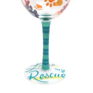 Enesco Designs by Lolita Love My Rescue Paw Prints Artisan Hand-Painted Wine Glass, 1 Count (Pack of 1), Multicolor