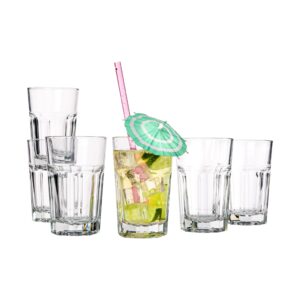 vikko drinking glasses, set of 6 juice glasses 9 oz, thick and sturdy kitchen glasses, dishwasher safe highball glass tumbler, heavy duty cups, water glasses