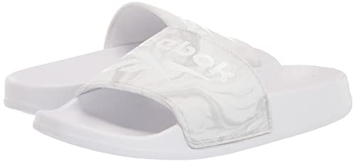 Reebok Women's Fulgere Slides Sandal, White/Skull Grey, 7