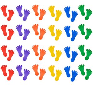 gocrown 48 pcs 24 pairs footprint stickers baby kids footprint decals for floor wall stairs to guide directions,6 colors