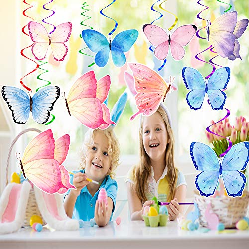 Butterfly Party Decorations - Butterfly Happy Birthday Banner - Butterfly Party Hanging Swirls Decorations - Butterfly Party Supplies for Kids