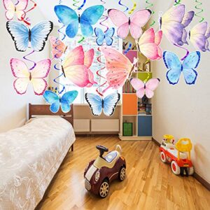 Butterfly Party Decorations - Butterfly Happy Birthday Banner - Butterfly Party Hanging Swirls Decorations - Butterfly Party Supplies for Kids