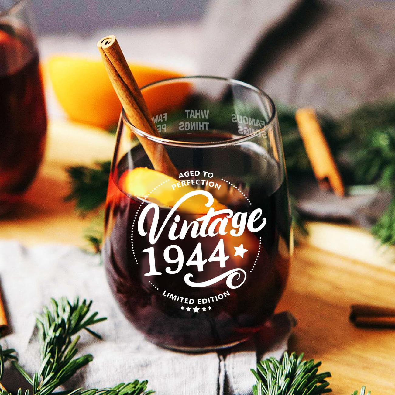 Greatingreat 1944 Old Time Information 80th Birthday Gifts for Women Men - 1944 Vintage 15 oz Stemless Wine Glass - 80 Year Old Birthday Party Decorations - Eighty Class Reunion Ideas