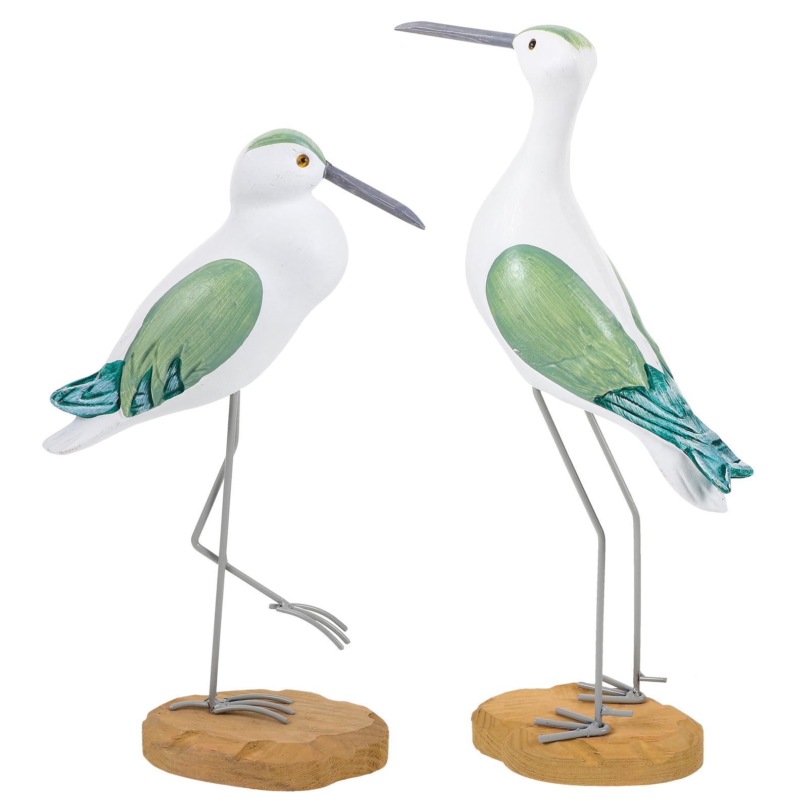 EXCEART 2pcs sea Bird Statue Nautical Beach Figurines Seagull Statue Wood Bird Sculpture Figurines Ornament Indoor Outdoor Decor Coastal Decor Wooden Craft Figurines Green Wooden Seagull Statue