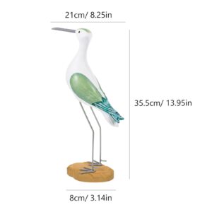 EXCEART 2pcs sea Bird Statue Nautical Beach Figurines Seagull Statue Wood Bird Sculpture Figurines Ornament Indoor Outdoor Decor Coastal Decor Wooden Craft Figurines Green Wooden Seagull Statue