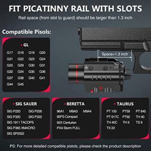 EZshoot Laser Light Combo with Red Beam, Strobe Tactical Flashlight 200 Lumens for Pistol, Picatinny Rail Mount Flashlight for Shotgun w/ 2X CR123A Batteries