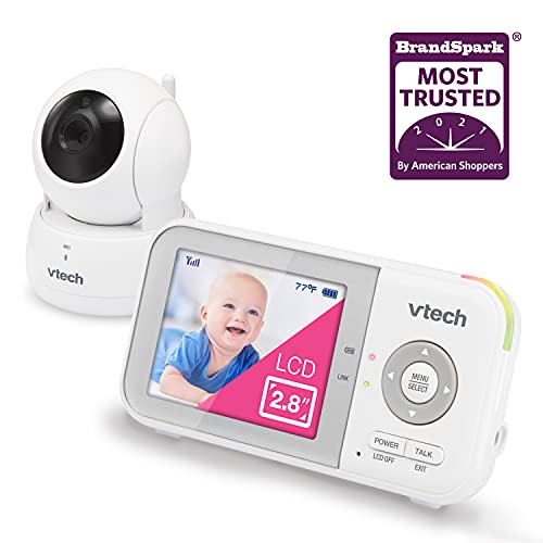 VTech VM923 Baby Monitor, 2.8” Screen, Pan-Tilt-Zoom, 1000ft Long Range, Night Vision, 2-Way Audio, Temperature Sensor, Lullabies, Secure Transmission No WiFi