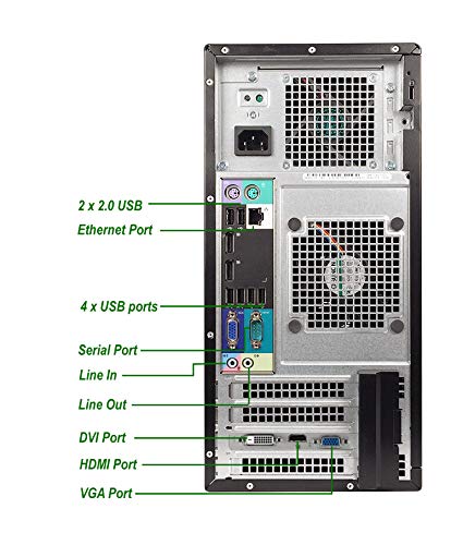 Dell Optiplex Desktop Computer Tower PC, Intel Core i5 3.10GHz, 16GB RAM, 128GB SSD + 500GB HDD, Windows 10, Nvidia GT730 Graphics Card, BTO Keyboard & Mouse, HDMI, BTO Wi-Fi (Renewed)