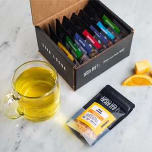 Tiesta Tea Top 8 Favorites Sampler Set, Up to 80 Cups, High to No Caffeine, Hot & Iced Tea, Loose Leaf Tea Variety Pack with Green, Herbal, Black & Chai Tea, 8 Sample Pouches