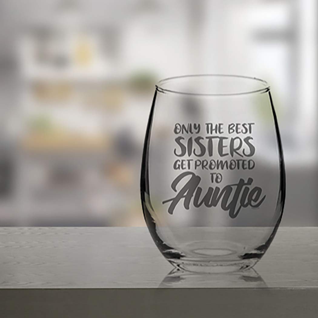Veracco Only The Best Sister Get Promoted To Auntie Surprise Pregnancy Announcement Birthday Gifts Wine Lover Party Favor Stemless Glass (Clear, Glass)