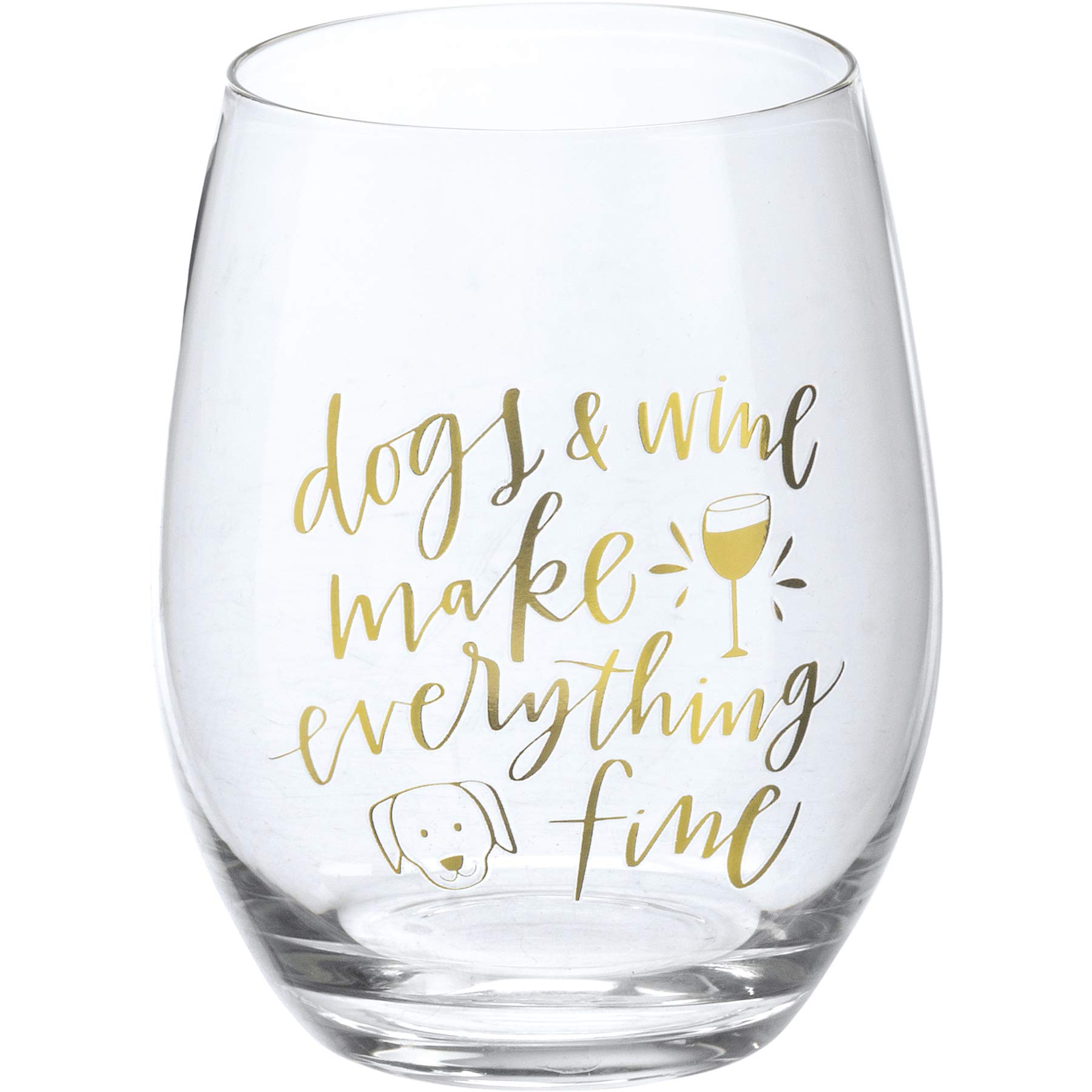 PBK Dogs & Wine Make Everything Fine Stemless Wine Glass 15 fl oz