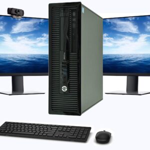 HP SFF Computer Desktop PC, Intel i5, 16GB RAM 512GB SSD, New Dual 23.6-inch FHD LED Monitor,Webcam, 16GBFlash Drive,Wireless Keyboard & Mouse, DVD, WiFi, Windows 10 Pro (Renewed)