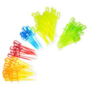 ODDIER 100PCS 3.3 Inch Plastic Sword Toothpicks Picks for Appetizers, Fruit Fork Cocktail Sticks Disposable, Cocktail Sticks and Cocktail Picks for Drinks,Multicolor