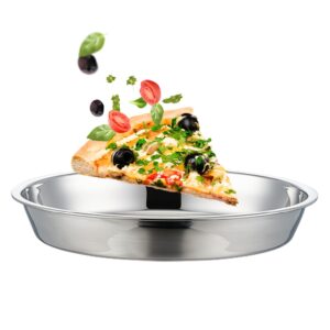 beenific deep dish pizza pan,stainless steel pizza tray pizza pan for oven10-12-14-16inch (14x1.8inch)