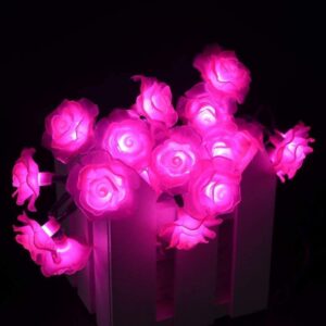 AMZSTAR 30LED Rose Flower Solar Strings Lights, Waterproof Outdoor Lights Solar Fairy Lights 20ft LED Flower Lights Decoration Lights for Outdoor,Lawn,Wedding,Patio,Party (Pink)