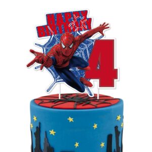 hugeoner sipder superhero birthday cake topper for 4th birthday