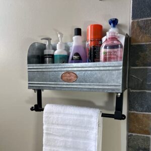 KOTINARA Rustic Paper Towel Holder Wall Mount - Farmhouse Paper Towel Holder with Spice Rack - Galvanized Bathroom Paper Towel Holder - A Farmhouse Kitchen and Bathroom Wall Decor